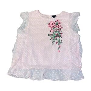Women's Liz Claiborne Career Plus Size XXL Polka Dot Light Pink Floral Blouse